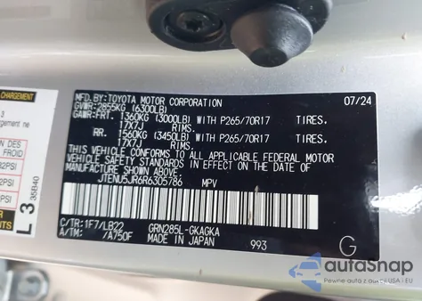 2024 Toyota 4Runner Sr5 Premium from USA, damaged, VIN JTENU5JR6R6305786